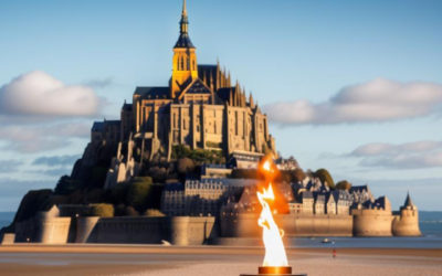 JO 2024 : la flamme et le chaudron au mont Saint-Michel
